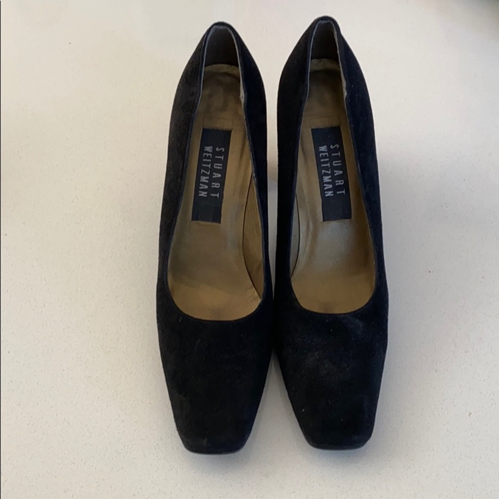 Black 3 inch pumps by Stuart Weitzman